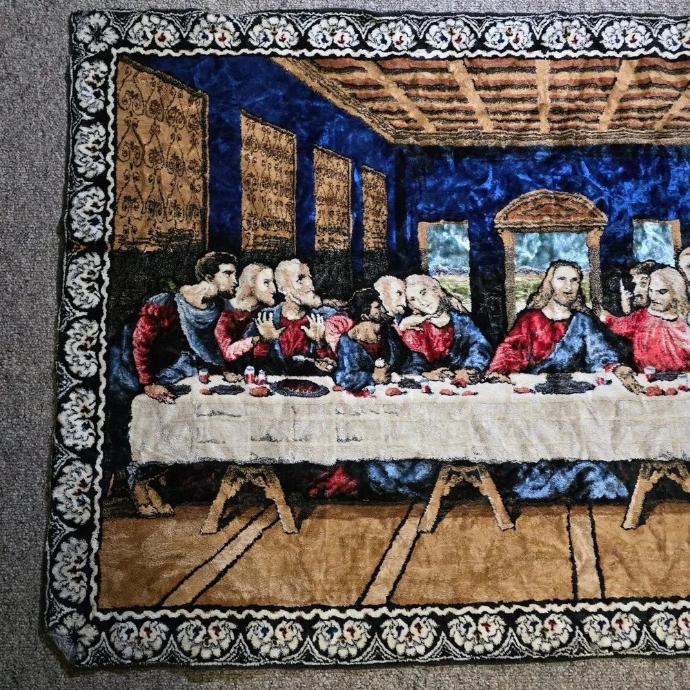 The Last Supper Vintage 60s Wall Hanging TAPESTRY Rug 47